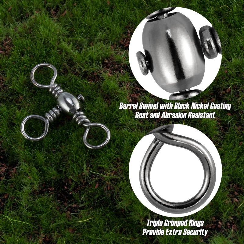 Dr.Fish 30 Pack Fishing 3 Way Swivels, 35-175LB, Three Way Barrel Swivels Fishing Tackle Catfish Rig #10 35Lb - Image 3